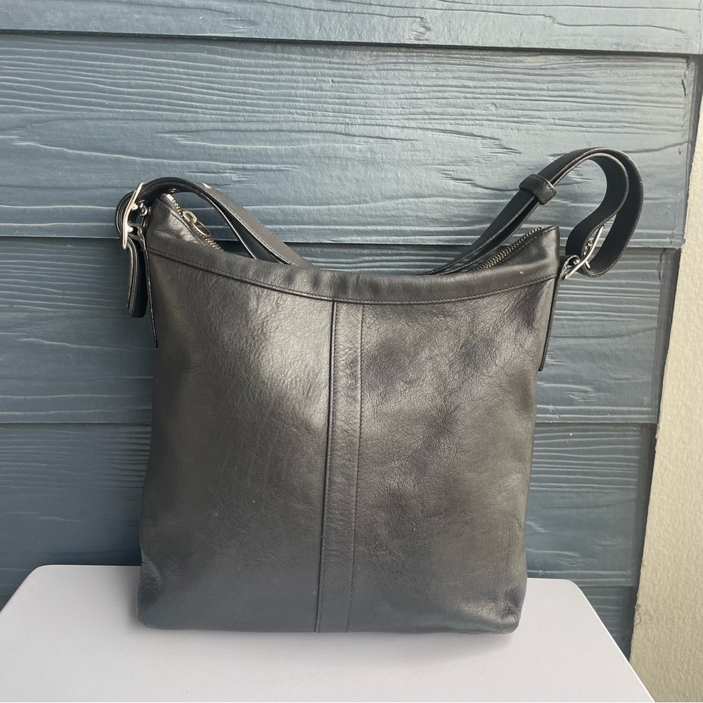 Coach Bleecker Black Leather Hippie Crossbody SoHo Hampton